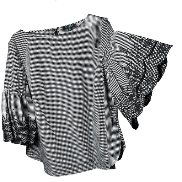Lauren Ralph Lauren Tops - LRL Lauren Womens Gingham Plaid Top Size 2X Black Country Picnic Office Everyday